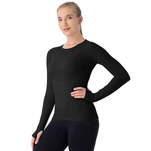 MathCat Seamless Workout Shirts for Women Long Sleeve Yoga Tops Sports Running Shirt Breathable Athletic Top Slim Fit