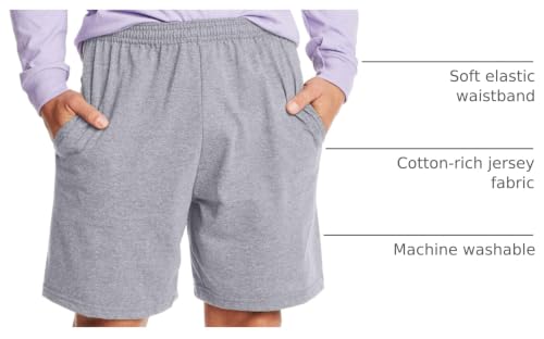 Hanes Men's Athletic Shorts with Pockets - Light Steel, Large, 7.5" Inseam