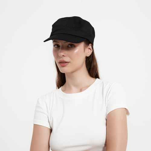 Adjustable Unisex Flat Top Twill Classical Baseball Cap Military Hat 22-23.6 in Cadet Cap