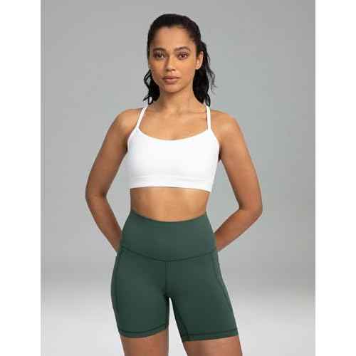 Colorfulkoala Women's Dreamlux Y Back Sports Bra Low Impact Padded Workout Top with Built in Bra A-C Cups