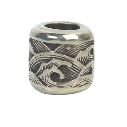 Sea Wave Paracord Bead for Knife Lanyard - Silver Handmade EDC Bead