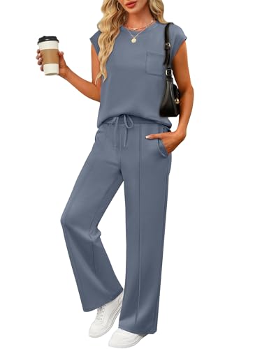 ANRABESS 2 Piece Travel Outfits for Women Large Deep Gray