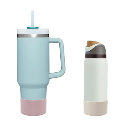 Light Grey Silicone Bottle Boot for 20-40 oz Water Bottles - Compatible with Stanley, Hydroflask, Simple Modern - 5 Pack