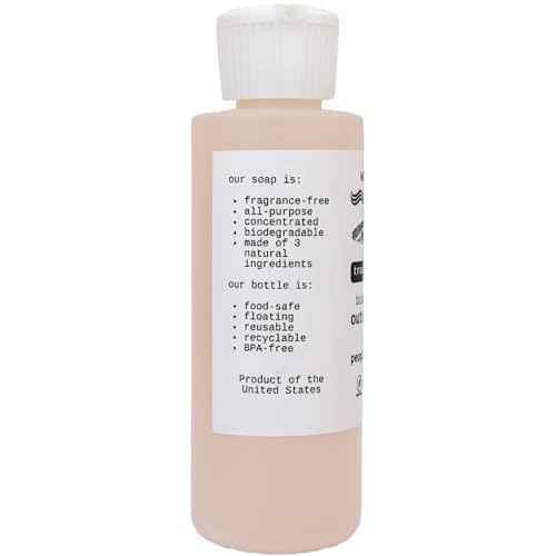 Biodegradable Outside Soap for Fishing & Hiking. Waterway Safe, Fragrance Free Formula (4 fl oz) Made in the USA.