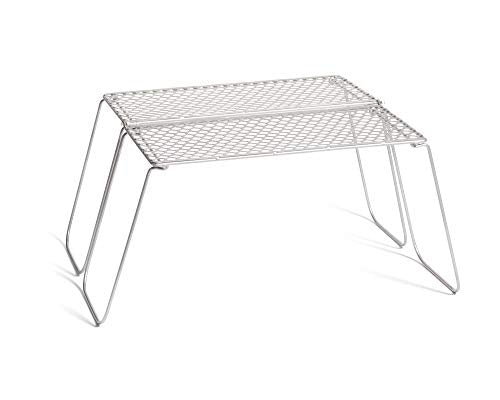 Titanium Foldable Campfire Grill with Legs - Portable Outdoor Cooking Surface