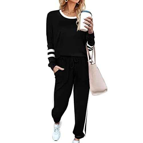 Aloodor Sweatsuit for Women 2 Piece Outfits for Womens Crewneck Sweatshirts Pullover