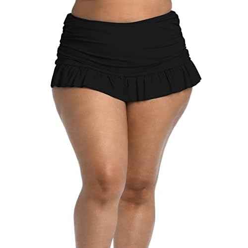 La Blanca Women's Island Goddess Skirted Ruffle Hipster Bikini Swimsuit Bottom, Black, 22W