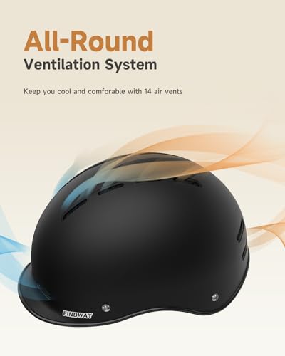 Findway Adjustable Bike Helmet for Adults Black Large Safety Certified Urban Cycling