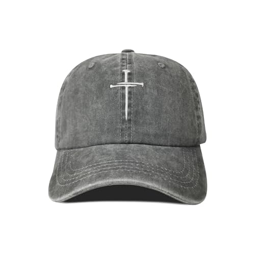 Hepandy Embroidered Three Nails Cross Baseball Hats for Women & Men