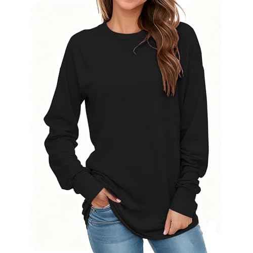 AURUZA Sweatshirt for Women Long Sleeve Crewneck Sweatshirt Women Causal Loose Fit Pullover Tunic Top Fall Clothes Shirts