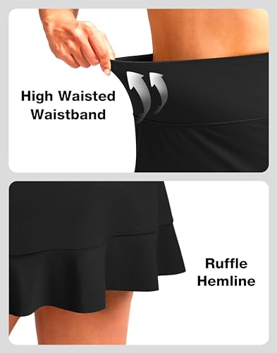 Women’s High-Waisted Swim Skirt with Pocket - Black, X-Small
