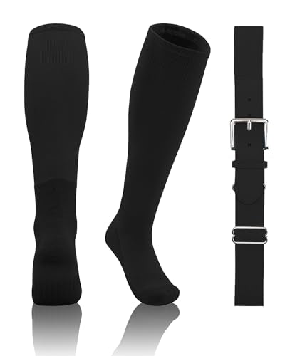Toddler Baseball Socks and Belt Set - Black, 2-4T, Sports Accessories