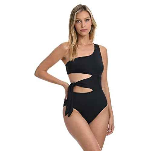La Blanca Women's One Piece Swimsuit Cutout Single Shoulder Tummy Control Island Goddess Bathing Suit