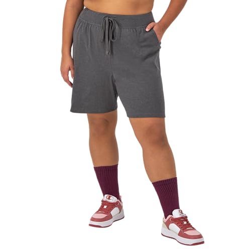 Champion Women's Jersey Shorts 2X Granite Heather Soft Lightweight Comfortable Plus Size