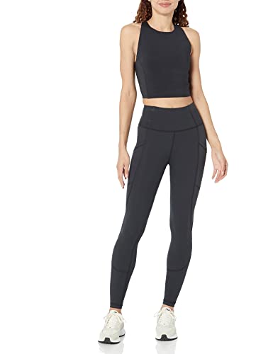 Women's High Waisted Active Leggings with Pockets - Large Black