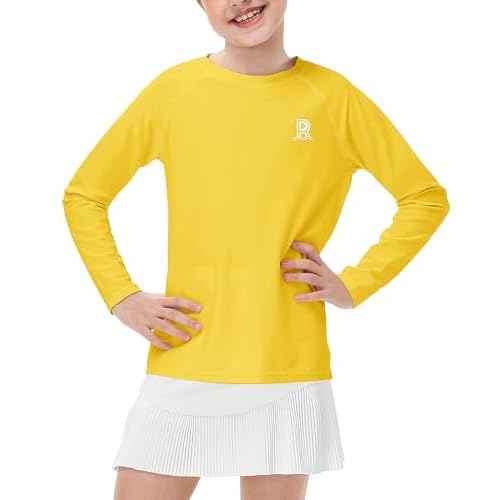 Remimi Unisex Kids Rash Gurad Long Sleeve SPF 50+ Sun Shirts with Thumb Hole 3-12 Years
