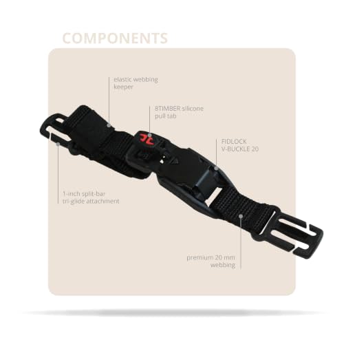 Black Magnetic Quick-Release Sternum Strap for Backpack with FIDLOCK Link - 8TIMBER