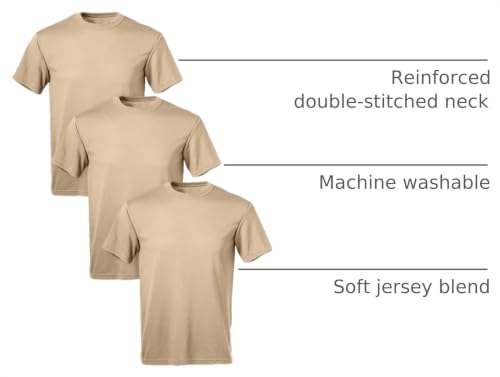 Soffe Men's Military Short Sleeve T-Shirt - Small / Sand - 3 Pack