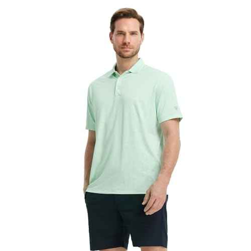 M MAELREG Mens Polo Shirts Short Sleeve Jacquard Performance Moisture Wicking Lightweight Casual Active Mens Golf Shirt
