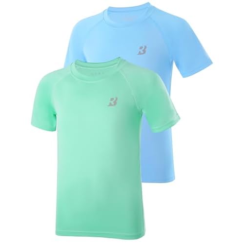 Roadbox Boys Rash Guard Swim Shirt, UPF 50+ Sun Protection Short Sleeve, Quick Dry Rashguard Water Shirt for Kids