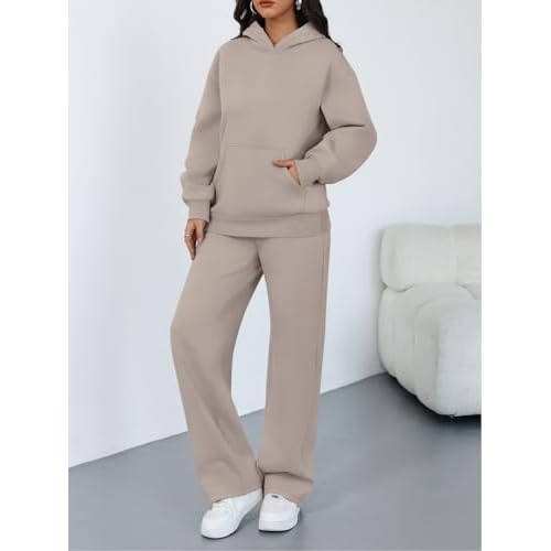 Trendy Queen 2 Piece Lounge Sweat Sets Plus Size Fall Fashion Matching Sweatsuits Wide Leg Pants Travel Outfit Winter Clothes