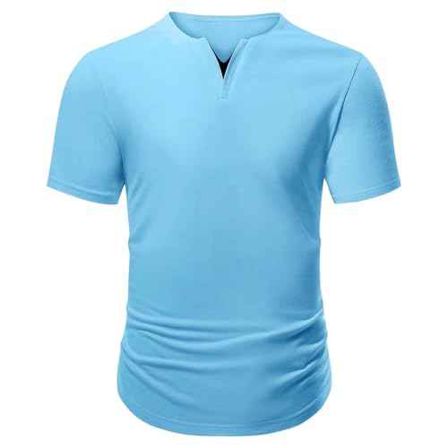 Mens T Shirts Casual Fashion Longline V-Neck Shirt Tee