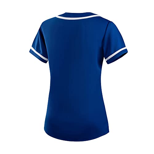Women's Baseball Jersey Softball Button-Down Shirt - Medium Blue