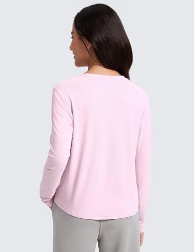 Girls Cloudweight Crewneck Top - Pink Peony, Medium, Lightweight Sportwear