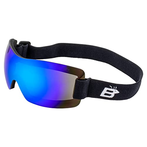 Sport Goggle with Blue Mirror Lens for Snowboarding Motorcycle and Skydiving