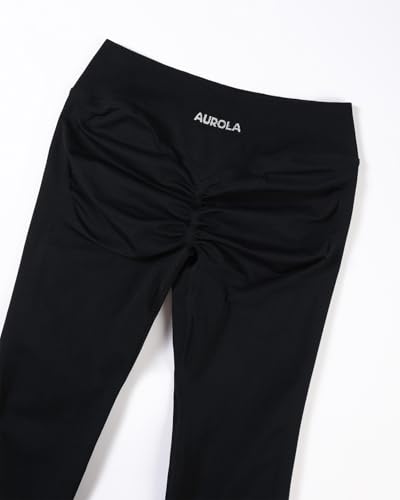 AUROLA Women's Seamless Butt Lifting Workout Leggings Medium Black