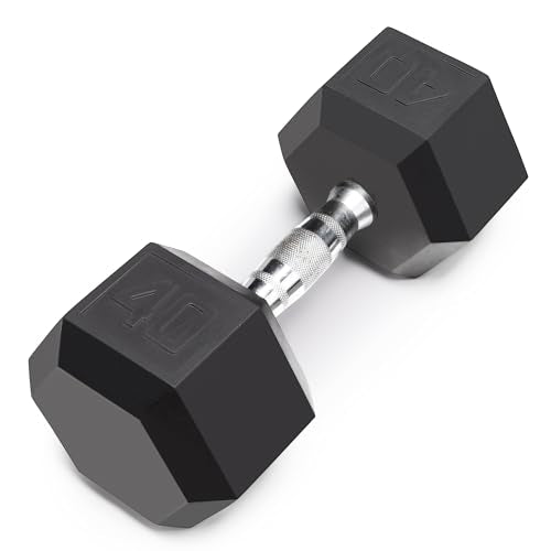 Marcy Classic Rubber Hex Dumbbell with Knurled Grip for Strength Training and Bodybuilding, 5lb - 50lb Single Dumbbell for Exercise & Fitness, Sold Individually