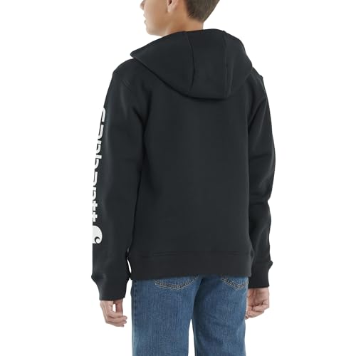 Carhartt Boys Long Sleeve Hooded Sweatshirt - Large Caviar Black