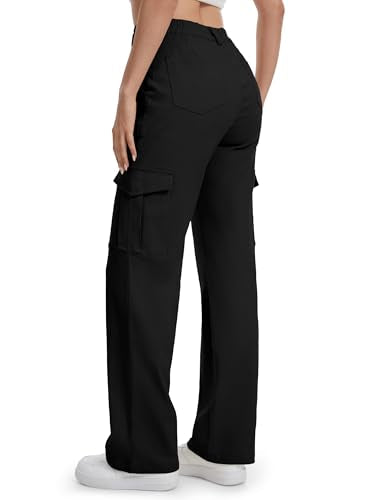 Tall Women's Cargo Pants - 36 Inseam, Black, Straight Leg, 6 Pockets, Work & Casual Wear
