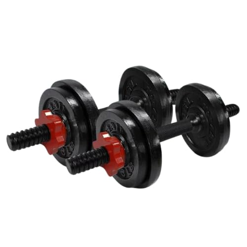 Bundle of Yes4All 1.15-inch Cast Iron Weight Plates Set for Dumbbells + Dumbbell Handle Bar 1.15-inch for Strength Training, Full Body Workout & Muscle Building