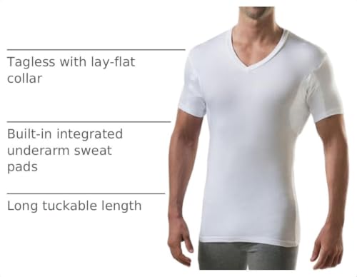 Men's Slim Sweatproof Undershirt Medium White - Odor & Sweat Blocking Rayon V-Neck