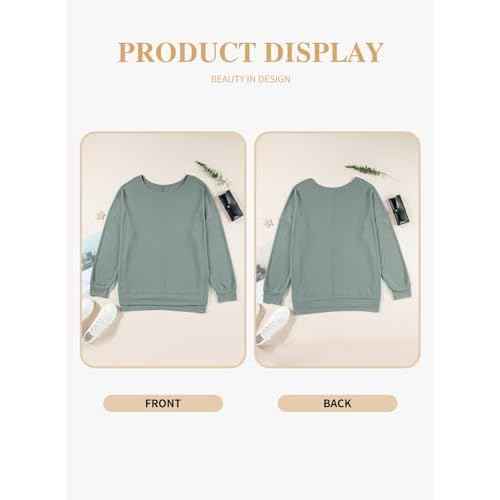 Eytino Womens Plus Size Sweatshirts Crewneck Waffle Knit Long Sleeve Side Slit Casual Pullover Sweatshirt Tops(1X-5X)