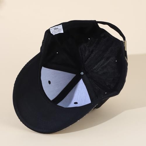 Shiny Rhinestone Brim Baseball Cap for Women Girls Bling Hats Sparkle Ponycap Trucker Hat Summer Outdoors Sun Cap