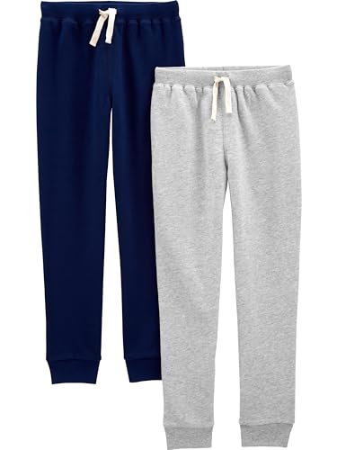 Simple Joys Boys 2-Pack Fleece Pants - Grey Heather & Navy Kid Variation