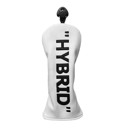 PU Leather Hybrid Golf Headcover - White with Black Embroidery, 1pc