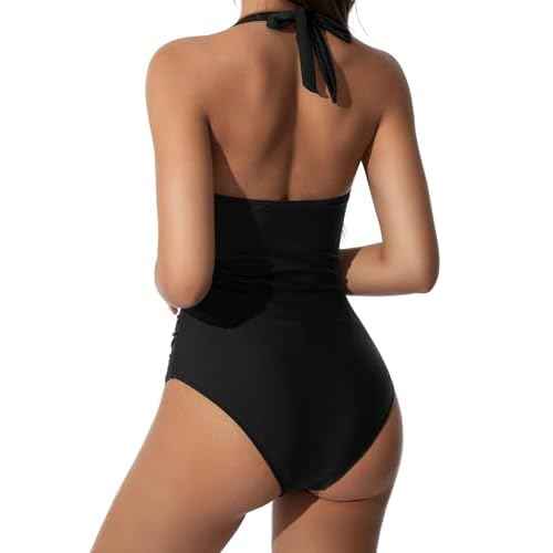 SUUKSESS Women Sexy Tummy Control One Piece Swimsuits Halter Push Up Bathing Suits
