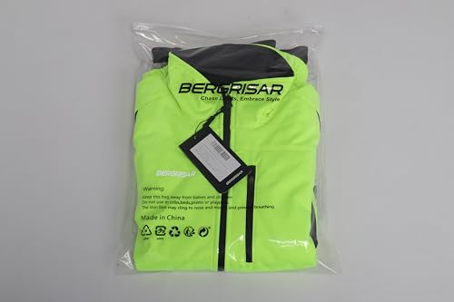 BERGRISAR Winter Cycling Jacket for Men with 6 Pockets Windproof Thermal Softshell Bike Jacket Running Windbreaker Black X-Large