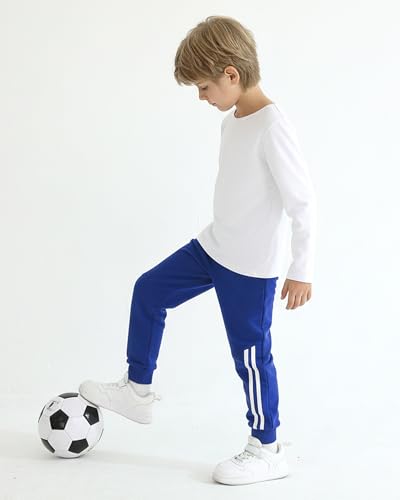 Toddler Boys Sweatpants 3 Pack - Elastic Waist Joggers for 4-5T, Blue Green Brown Variation