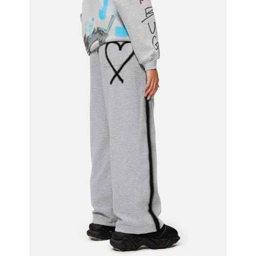 Aelfric Eden Wide Leg Sweatpants Women Baggy Graffiti Heart Lounge Pants with Pockets
