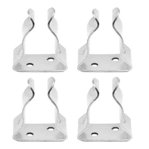 Small Stainless Steel Boat Hook Spring Clamp Holder - Silver, 4 Pack