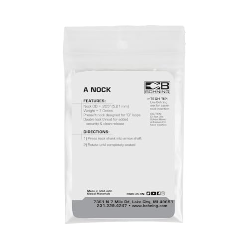 Bohning A Nock, for .204 Shafts (Small, X-Nocks, 5mm) 12 Pack, Purple