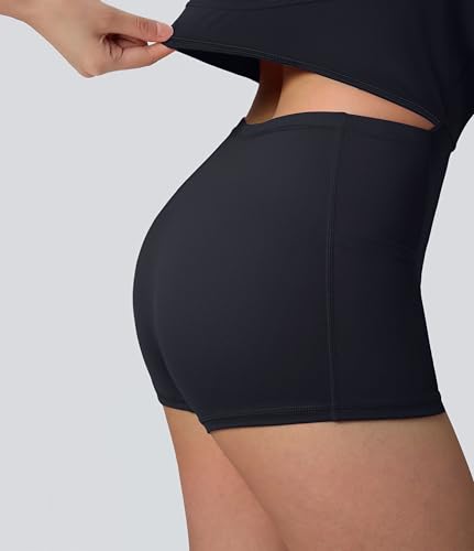 Sporty Tennis Dress with Shorts Underneath - Medium Black - Athletic Women's Wear