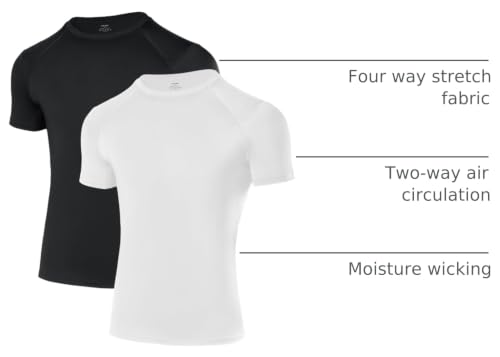 Niksa Boys Compression Shirt Youth Athletic Quick Dry Undershirt - Medium Black & White 2 Pack