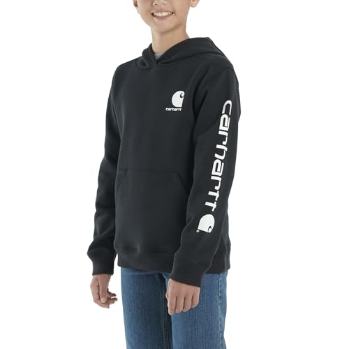 Carhartt Boys Long Sleeve Hooded Sweatshirt - Large Caviar Black