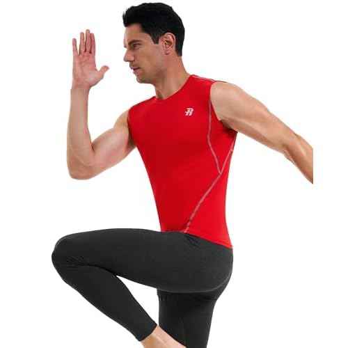 Runhit Sleeveless Compression Shirt Men Tank Top Athletic Muscle Shirts for Men