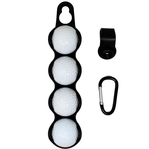 Golf Ball Holder for Bags - Holds 4 Balls, Easy Clip Attachment, Men & Women Golf Accessory
